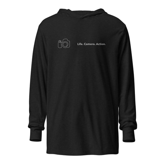 Photographer hooded long-sleeve tee