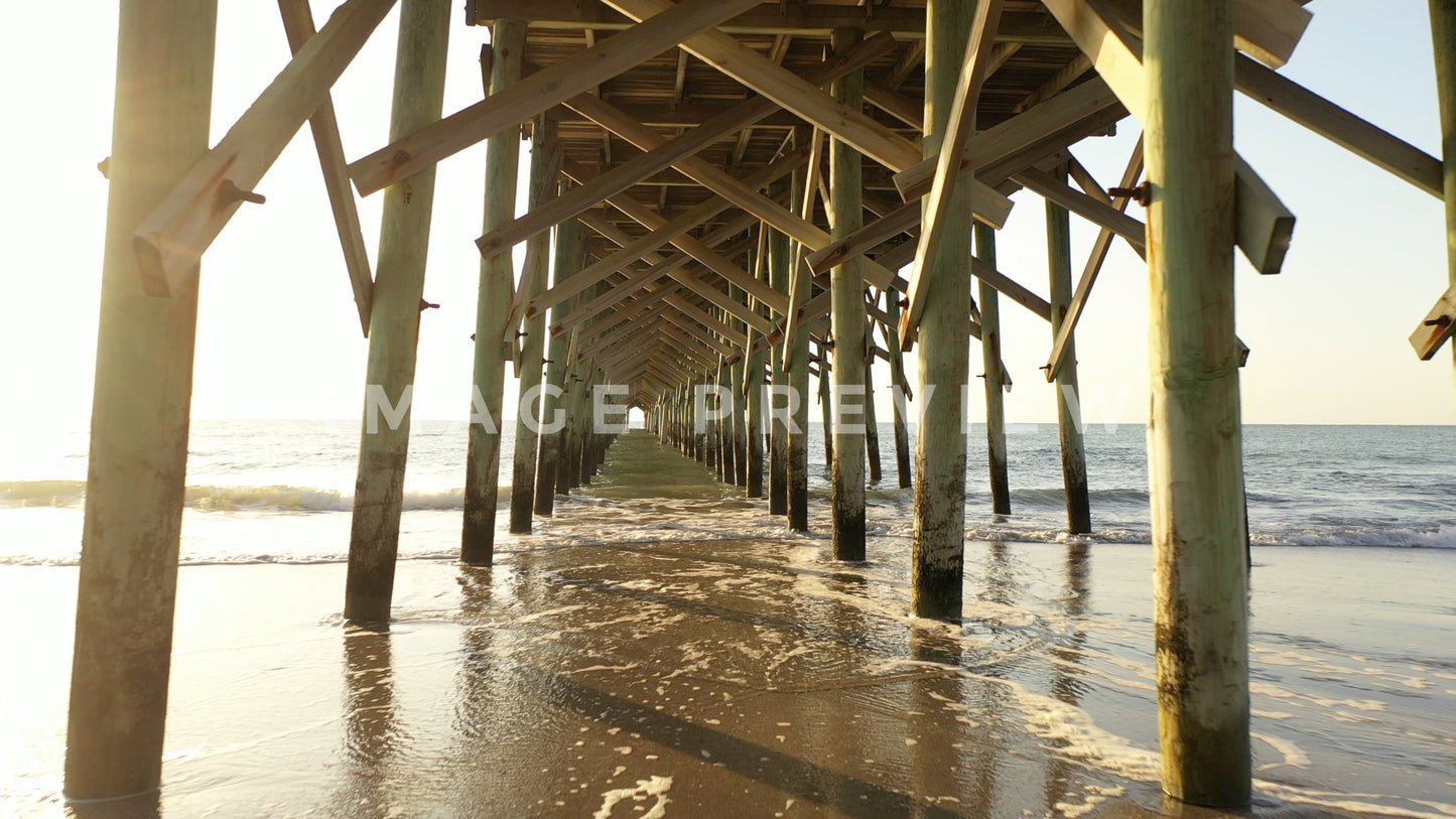 stock photo below fishing peir pawleys island sc
