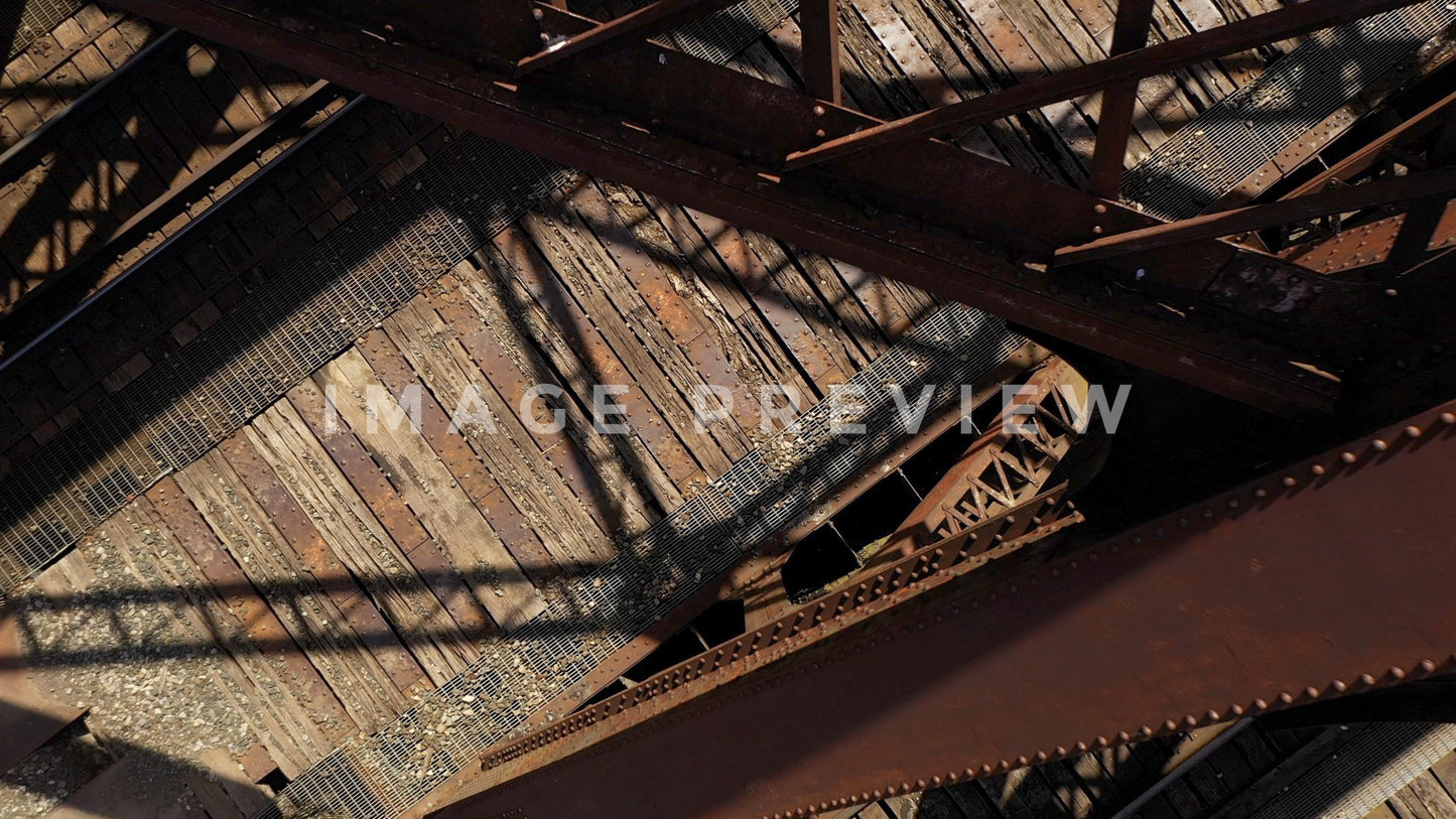 stock photo train bridge with iron truss