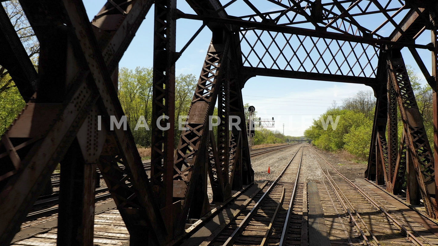 stock photo old iron railroad bridge