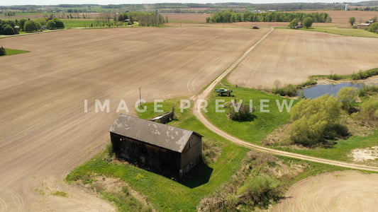 stock photo landscape farmland with barn