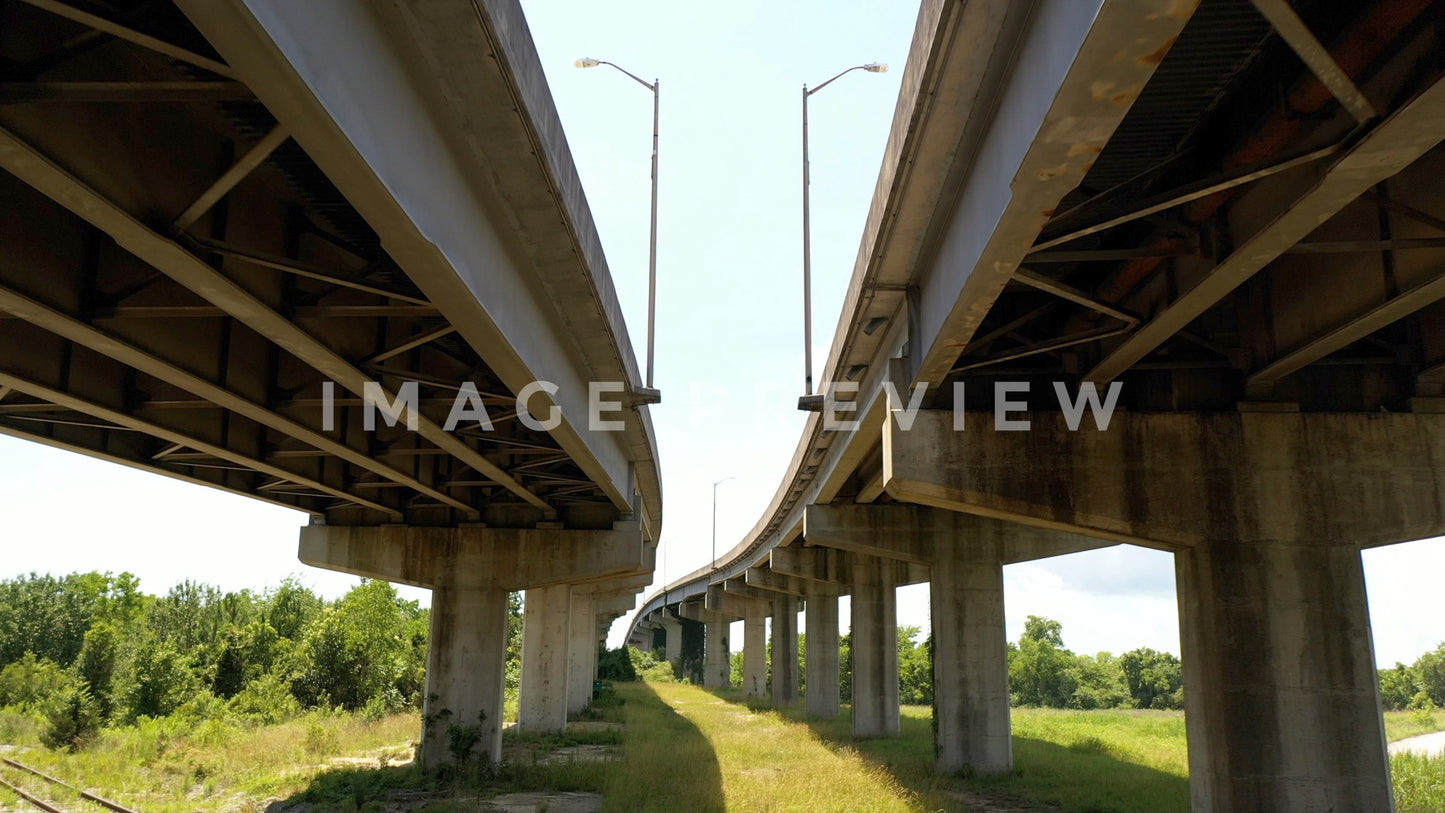 stock photo underneath highway bridge