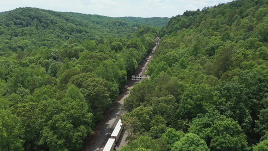 Video - Train transporting goods through mountain pass in Toccoa Georgia