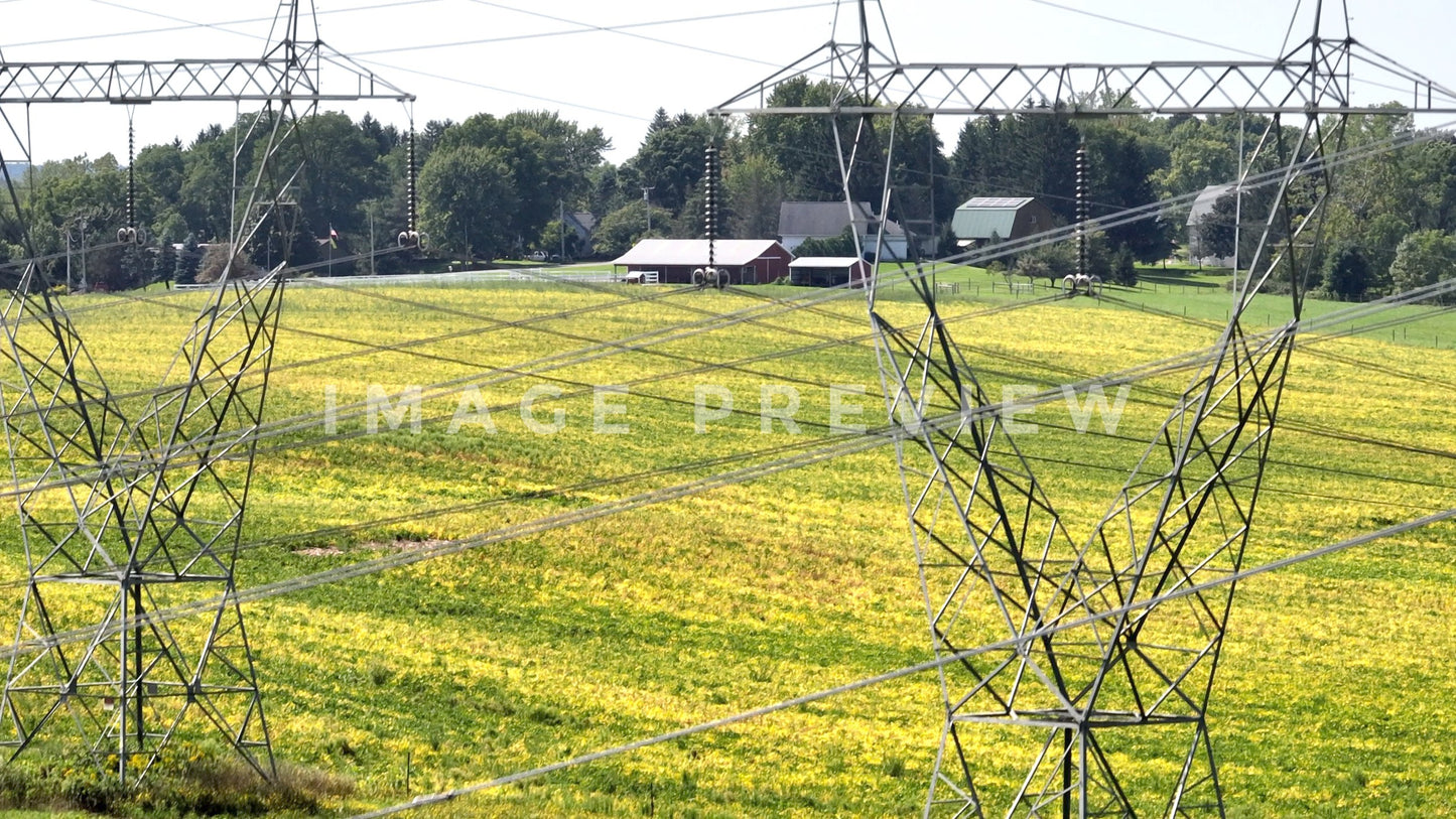 stock photo electric power towners and farmland