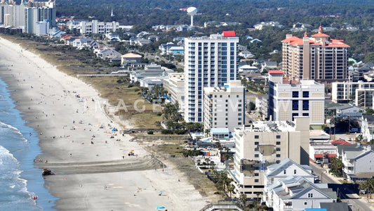 stock photo hurrican ian damage to cherry grove beach in SC