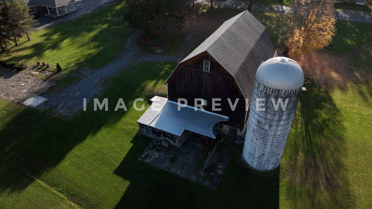stock photo red barn on farm in Mansfield, PA