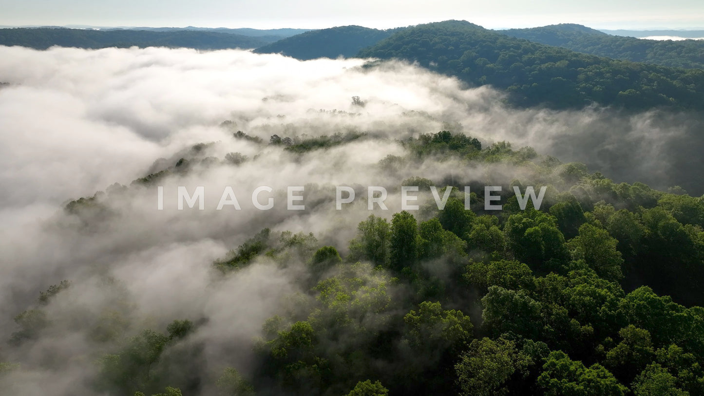 stock photo morning fog over tennessee mountains