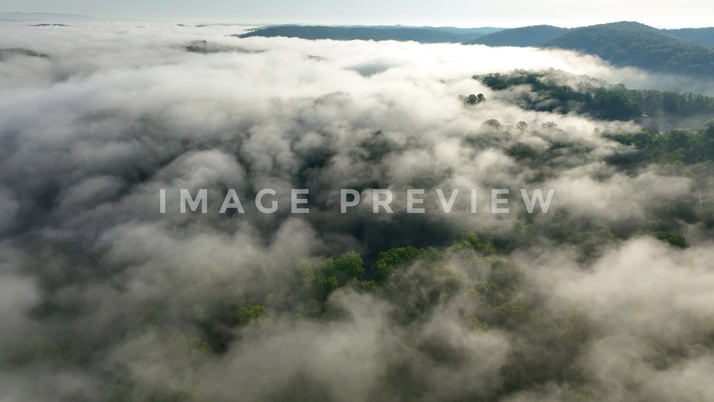 stock photo morning fog over tennessee mountains