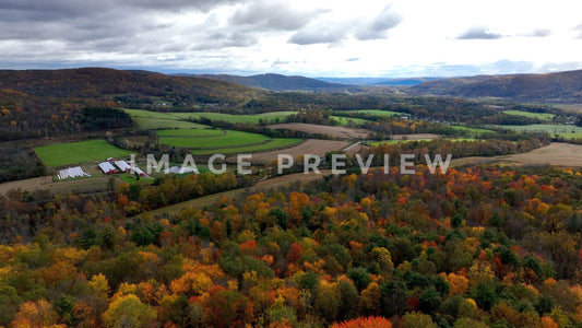 4k Still Frame - Green valley with tress in Fall colors