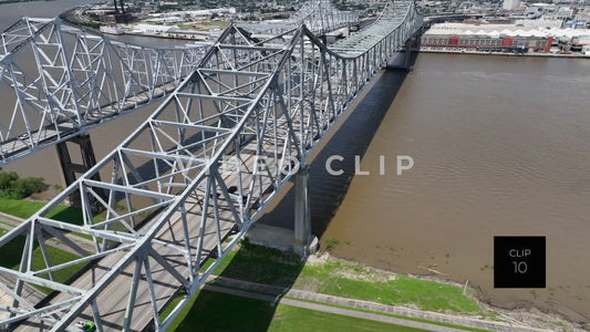 CLIP 10 - New Orleans, LA rising up beside Crescent City Connection Bridge