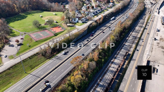 CLIP 10 - Charleston, WV public park with traffic passing on interstate highway