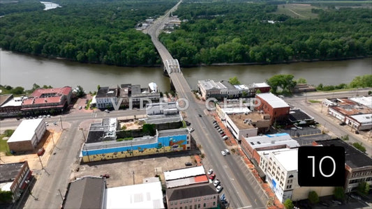 CLIP 10 - Selma, AL reverse flight over downtown streets and buildings