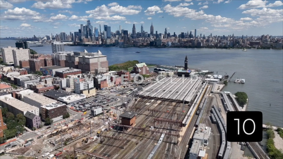 CLIP 10 - New York, NY Vol 1. - Hoboken Station in New Jersey with NY skyline on horizon