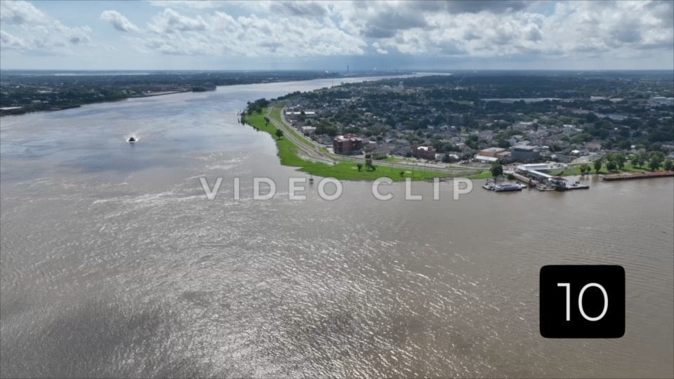 CLIP 10 - New Orleans, LA Vol. 3 - Mississippi river with Flood wall protecting homes