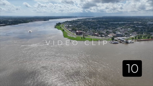 CLIP 10 - New Orleans, LA Vol. 3 - Mississippi river with Flood wall protecting homes