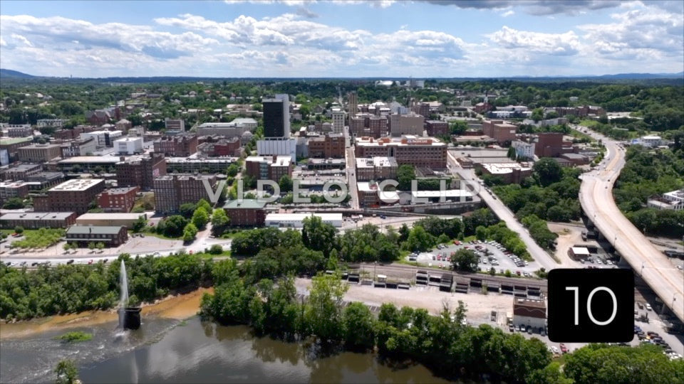 CLIP 10 - Lynchburg, VA Vol. 2 - aerial view of downtown above James River
