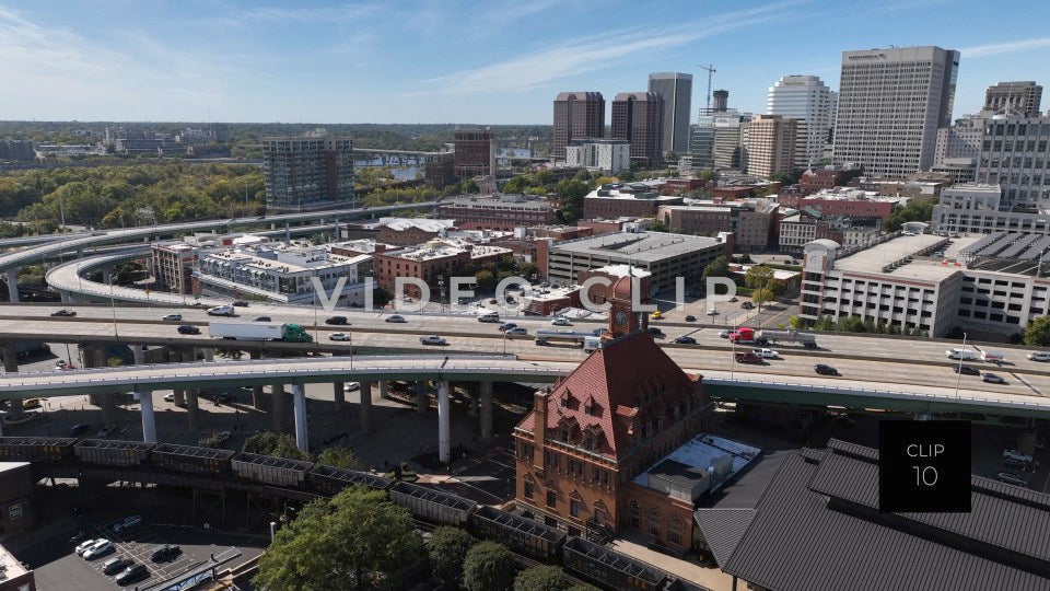 CLIP 10 - Richmond, VA city skyline with Main Street Station in foreground