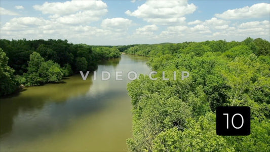 CLIP 10 - Chattahoochee River - blue sky and clouds over peaceful water and forest at Franklin, GA