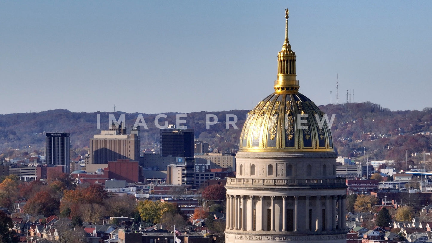 4k Still Frame - Charleston, WV 7x zoom of capital dome