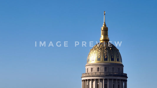 4k Still Frame - Charleston, WV capital dome against blue sky