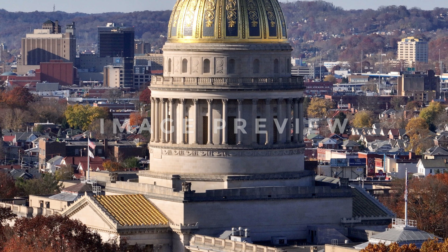 4k Still Frame - Charleston, WV 7x zoom capital building downtown