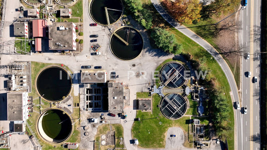 4k Still Frame - Charleston, WV water treatment facility on Blaine Island