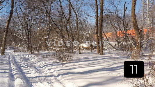 CLIP 11 - Winter Vol. 5 - Snow mobile trail beside moving train