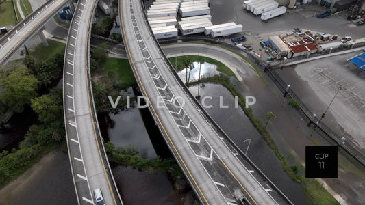 CLIP 11 - Jacksonville, FL looking down on flooded street underneath highway overpass