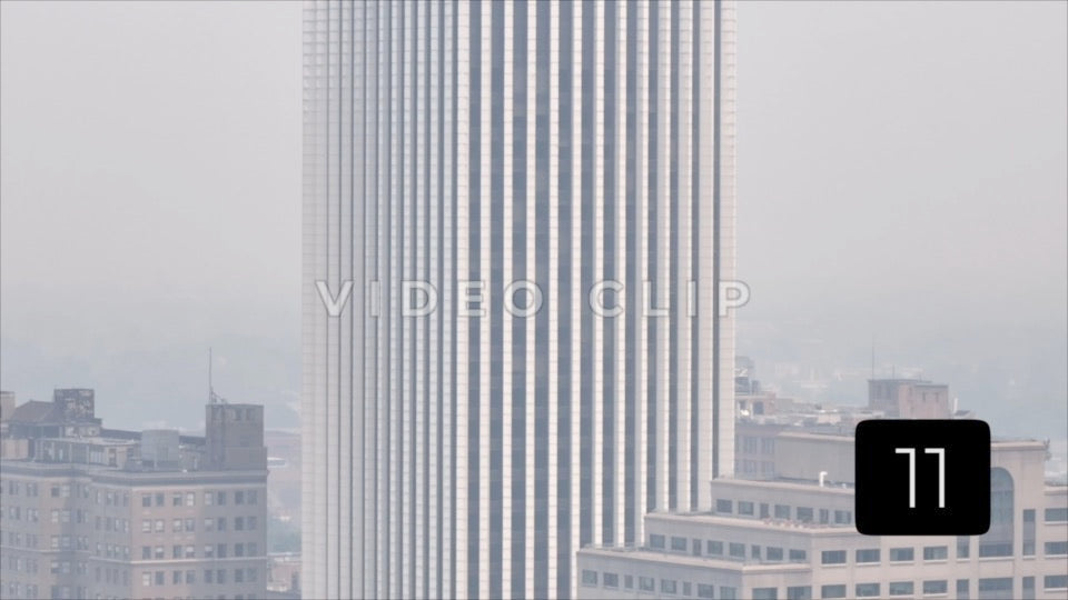 CLIP 11 - Rochester, NY Vol. 8 - Slow pan of office towers in Canadian wildfire smoke