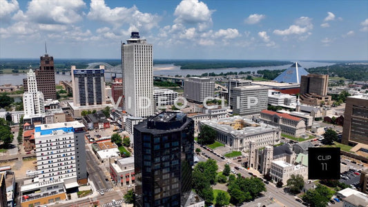 CLIP 11 - Memphis, TN dramatic view of city skyline by Mississippi River