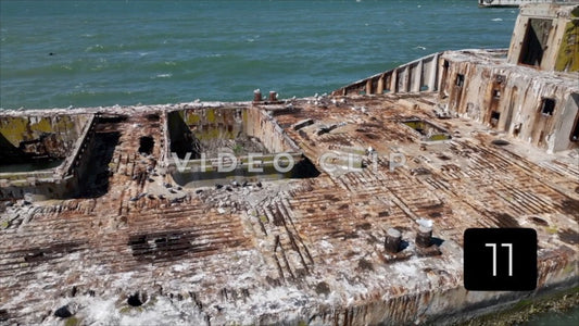 CLIP 11 - Kiptopeke Concrete Ships, VA slow pan of ship deck with signage