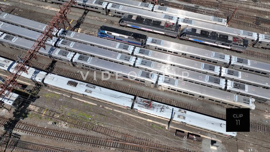CLIP 11 - New York, NY trains parked on tracks at Hoboken Station on New Jersey shore