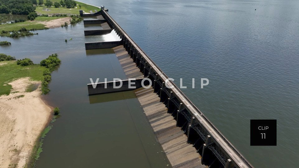 Stock video CLIP 11 - Lake Marion, SC dramatic aerial of Santee River Dam