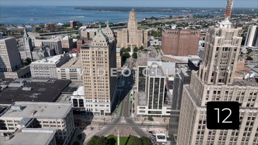 CLIP 12 - Buffalo, NY slow drone flight towards Buffalo City Hall past Liberty Building