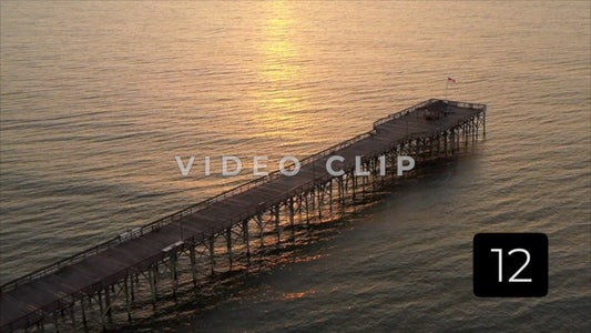 CLIP 12 - Pawleys Island, SC flying over fishing pier at sunrise