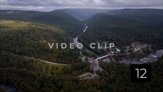 CLIP 12 - Ohiopyle, PA mountain landscape with town and Youghiogheny River