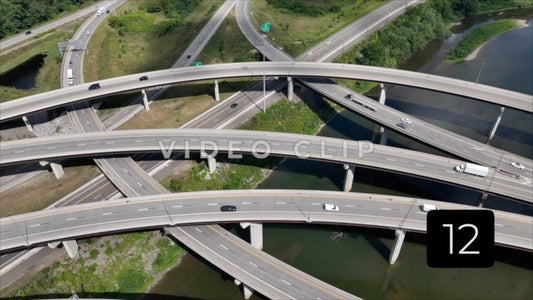 CLIP 12 - Binghamton, NY traffic crossing over Susquehanna River on highway interchange