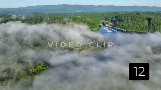 CLIP 12 - Norris Dam and Reservoir in Tennessee with morning fog