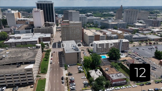 CLIP 12 - Jackson, MS flying above main street towards downtown