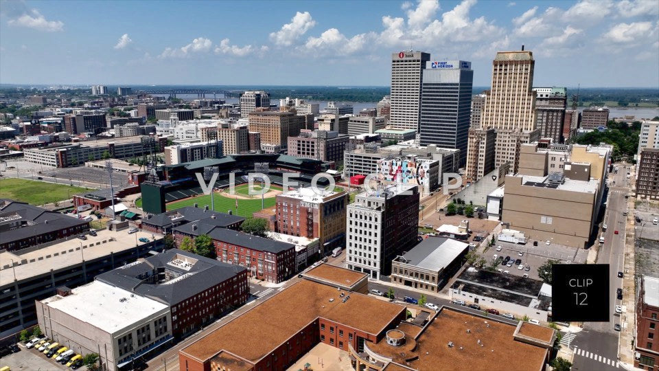 CLIP 12 - Memphis, TN city skyline with baseball park