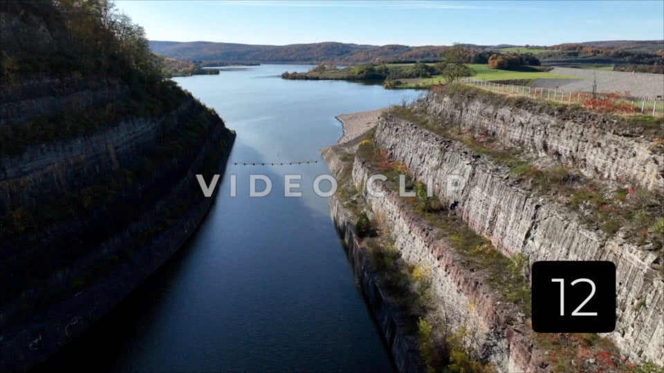 CLIP 12- Tioga-Hammond Lakes, PA low flight through Dam causeway to reservoir