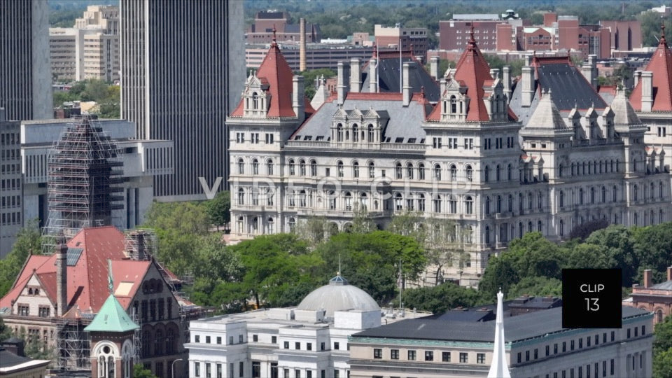 CLIP 13 - Albany, NY close up of State Capitol and other downtown buildings