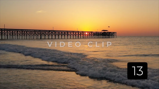 CLIP 13 - Pawleys Island, SC beautiful sunrise behind fishing pier