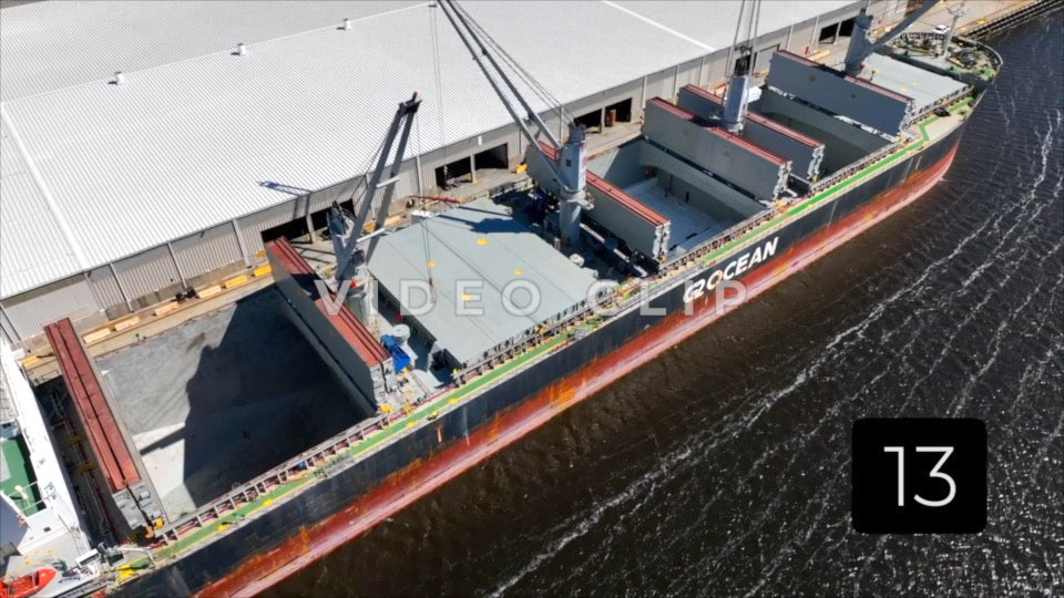 CLIP 13 - Brunswick, GA aerial turn while looking down at cargo ship