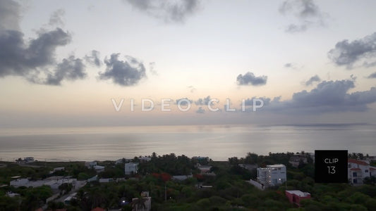 CLIP 13 - Isla Mujeras, Mexico coastline sunrise over calm Caribbean water