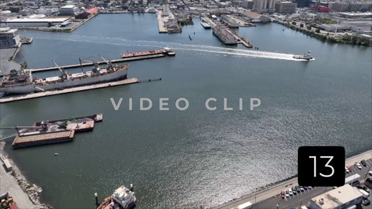 CLIP 13 - New York, NY Vol 2. - boat motoring in shipping port on Staten Island