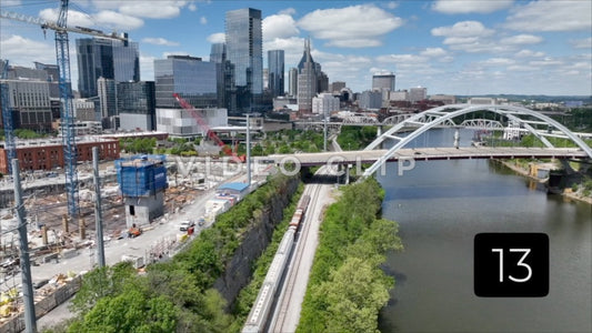 CLIP 13 - Nashville, TN approaching city past construction by Cumberland river