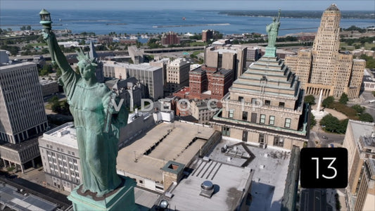 CLIP 13 - Buffalo, NY aerial slow pull back from Liberty Building then rising up