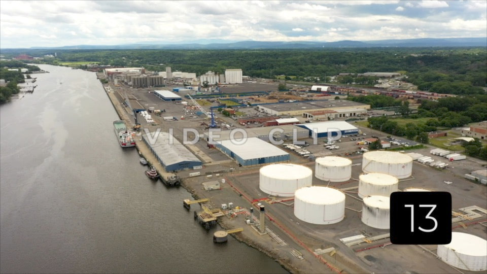 CLIP 13 - Albany, NY Vol. 2 - aerial view of Port of Albany on the Hudson river