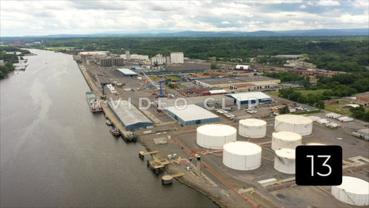 CLIP 13 - Albany, NY Vol. 2 - aerial view of Port of Albany on the Hudson river
